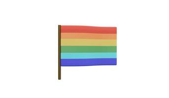 3D-Rendering des Regenbogenfahnenkonzepts der Unterstützung und Akzeptanz von LGBT-Menschen, die auf weißem Hintergrund isoliert sind. 3D-Darstellung im Cartoon-Stil. foto