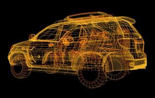 auto mit drahtmodellschnittpunkt mit digitaler benutzerschnittstellenumgebung foto