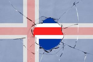 Flagge von Island auf Glas foto