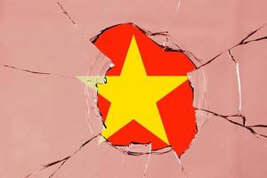 Flagge von Vietnam auf Glas foto