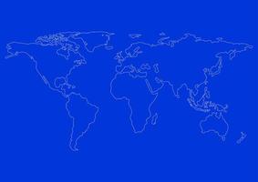 Karte Welt separate Länder blau mit weißem Umriss foto