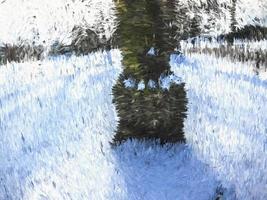 Schneeszene der digitalen Illustration und ein Baumhintergrund foto