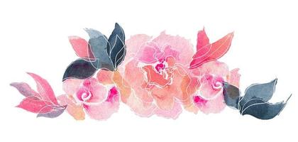 aquarellblumenkomposition aus rosenblüten und zweigen foto