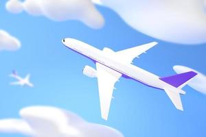 Passagierflugzeuge, die am Himmel gegeneinander fliegen foto