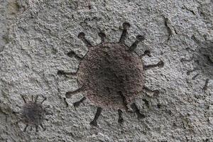Alte Stein- und Felstexturen mit einigen Virusfossilien-Virenvisualisierungen foto