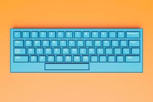 3D-Darstellung, Nahaufnahme der realistischen Computer- oder Laptop-Tastatur auf orangefarbenem Hintergrund. Gaming-Tastatur mit LED-Hintergrundbeleuchtung foto