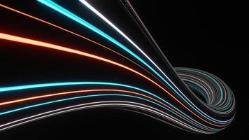 3D-Darstellung von beleuchtetem Neon und Licht, das auf einer dunklen Szene leuchtet. Geschwindigkeitslicht bewegte Linien. abstrakte einfache bunte beleuchtung neon hintergrund. foto