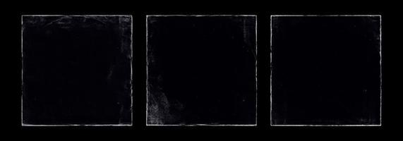 satz alter papierstruktur in quadratischem rahmen für cover art. grungy Rahmen im schwarzen Hintergrund. kann verwendet werden, um den gealterten Look für Ihr kreatives Design zu replizieren. alte Papierkantenelemente für Overlays foto