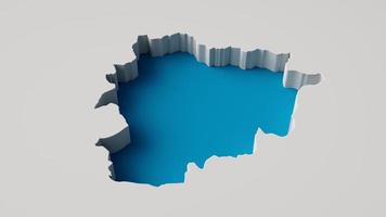 blaue 3d-illustration karte von andorra innere extrudierte karte meerestiefe mit innerem schatten. foto