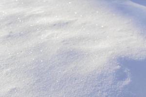 textur des weißen schnees, der auf der sonne funkelt. defokussierter Hintergrund foto