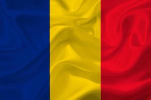 3D-Flagge Rumäniens auf Stoff foto