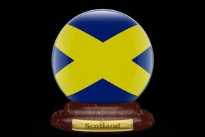 3D-Flagge von Schottland auf Schneekugel foto