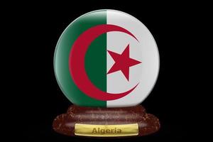 3D-Flagge von Algerien auf Schneekugel foto