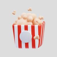 3d-rendering der niedlichen fast-food-popcorn-ikonenillustration foto