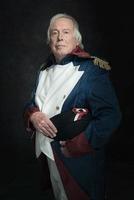 offizielles Porträt eines älteren Mannes in historischem Kaiserkostüm. foto
