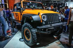 frankfurt - september 2015 jeep wrangler auf der iaa internatio vorgestellt foto