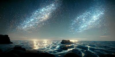 Milchstraße und das Meer 3d foto