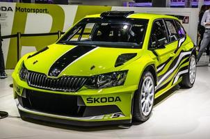 frankfurt - september 2015 skoda fabia r5 rallyefahrzeug auf der iaa vorgestellt foto