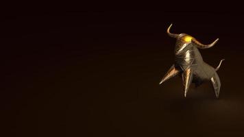 bull gold 3d-rendering in dunklem ton für geschäftliche inhalte. foto