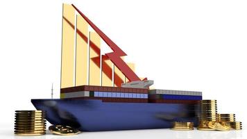 containerschiff 3d-rendering für geschäftstransportinhalte. foto