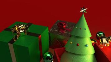 weihnachtsbaum in geschenkbox 3d-rendering für weihnachtsinhalte. foto