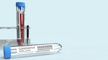 Science Tube Coronavirus testet 3D-Rendering für medizinische Inhalte. foto