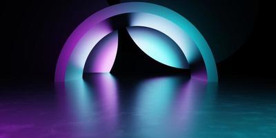 3D-Rendering von lila und blau abstrakten geometrischen Hintergrund. Cyberpunk-Konzept. Szene für Werbung, Technik, Showroom, Banner, Spiel, Sport, Mode, Business, Metaverse. Science-Fiction-Illustration foto