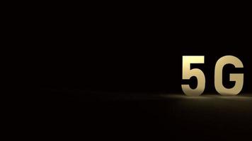 das 5g gold im dunklen 3d-rendering für technologieinhalte. foto