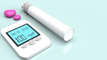 Blutzuckermessgerät zum Testen von Diabetes für medizinische Inhalte 3D-Rendering. foto