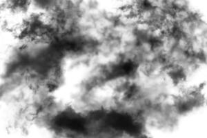 texturierter Rauch, abstraktes Schwarz, isoliert auf weißem Hintergrund foto