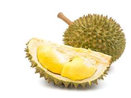 König der Früchte, Durian auf weißem Hintergrund. foto