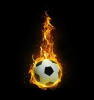 Fußball, in Brand auf schwarzem Hintergrund foto