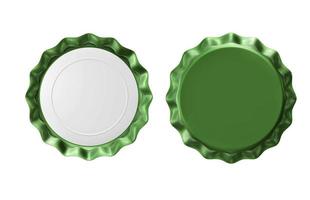isoliert grüner Flaschenverschluss auf weißem Hintergrund. 3D-Rendering foto