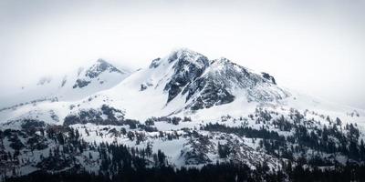 ein einsamer, schneebedeckter berg im wunderschönen tahoe national forest in nordkalifornien. foto