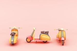 vintage scooter in rosa tonkonzept 3d-rendering foto