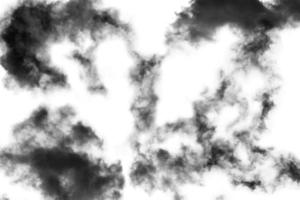 Wolke lokalisiert auf weißem Hintergrund, strukturierter Rauch, Bürstenwolken, abstraktes Schwarzes foto