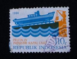 Sidoarjo, Jawa Timur, Indonesien, 2022 - Philatelie, Sammlung Frachtschiff-Themenmarken foto