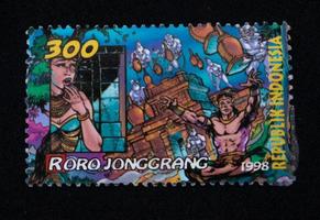 sidoarjo, jawa timur, indonesien, 2022 - philatelie, eine sammlung von briefmarken mit dem thema folklore roro jonggrang foto