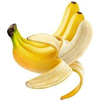 Öffnen Sie die Banane, die auf weißem Hintergrund mit Beschneidungspfad lokalisiert wird foto