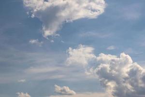 Hintergrund des blauen Himmels mit weißen gestreiften Wolken. Clearingtag und gutes windiges Wetter foto