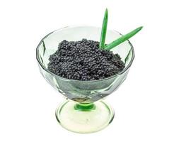 schwarzer Kaviar auf weißem Hintergrund foto