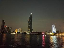 hallo dämmerung nacht chaophaya fluss skyline bunt wasser hintergrund hintergrundbild foto