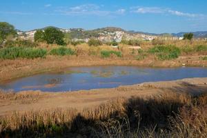 der fluss llobregat, der durch die nähe der stadt barcelona fließt. foto