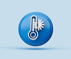 3D-Darstellung des glänzenden Thermometersymbols isoliert auf blauem Hintergrund mit Schatten foto