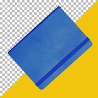 isoliertes blaues Notizbuch mit Farbband foto