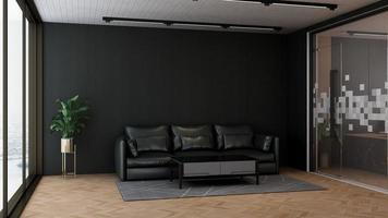 3D-Rendering-Gästelounge-Wandmockup-Design mit modernem, minimalistischem Innenarchitekturkonzept foto