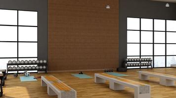 3D-Rendering - moderner Minimalist der Innenarchitektur des Fitnessstudios foto