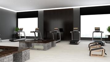 3D-Rendering - moderner Minimalist der Innenarchitektur des Fitnessstudios foto