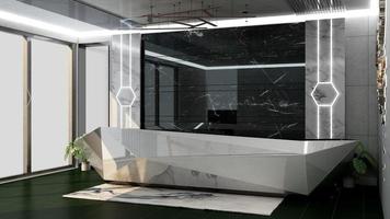 3D-Rendering-Empfangsraum - modernes minimalistisches Innenarchitekturkonzept foto
