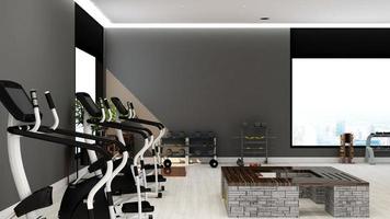 Modernes Fitnessstudio-Innendesign - modernes minimalistisches Konzept in 3D-Rendering foto